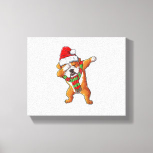 Lienzo Dabbing Bulldog inglés Santa Navidades Regalos a l