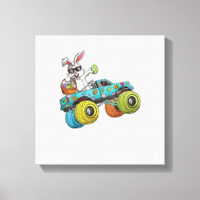 Lienzo Dabbing Bunny Happy Easter Monster Truck Lovers Ki (Anverso)