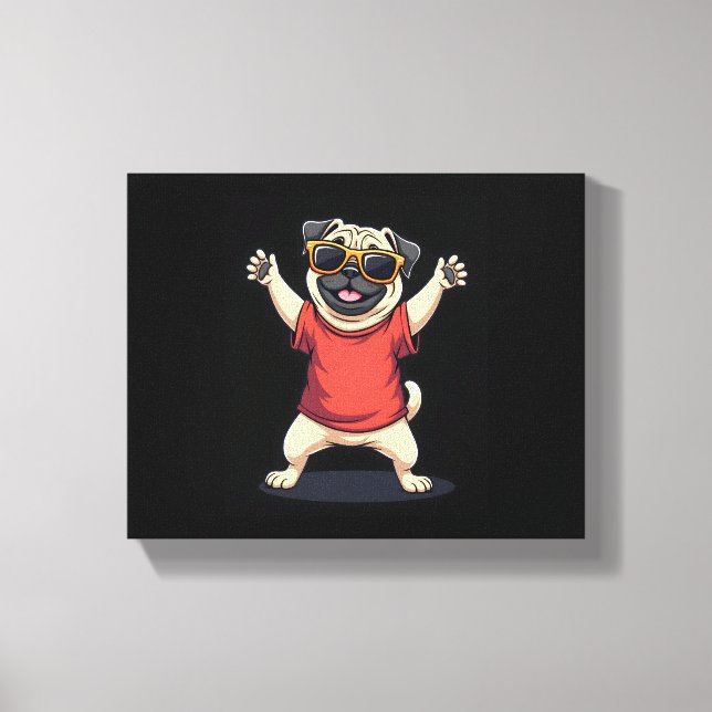 Lienzo Dabbing Dab Pug Dog Mascotas bailan pipa animal (Anverso)