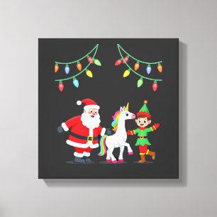 Lienzo Dabbing Santa Elfo Unicornio Navidad Niños Chicos