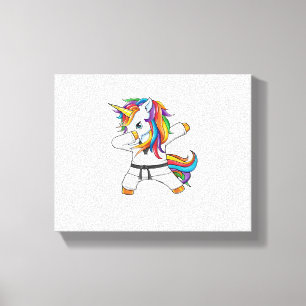 Lienzo Dabbing Unicorn Karate Taekwondo Niños Chicas Mart