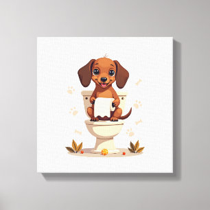 Lienzo Dachshund antiguo lindo en el baño de dibujos anim