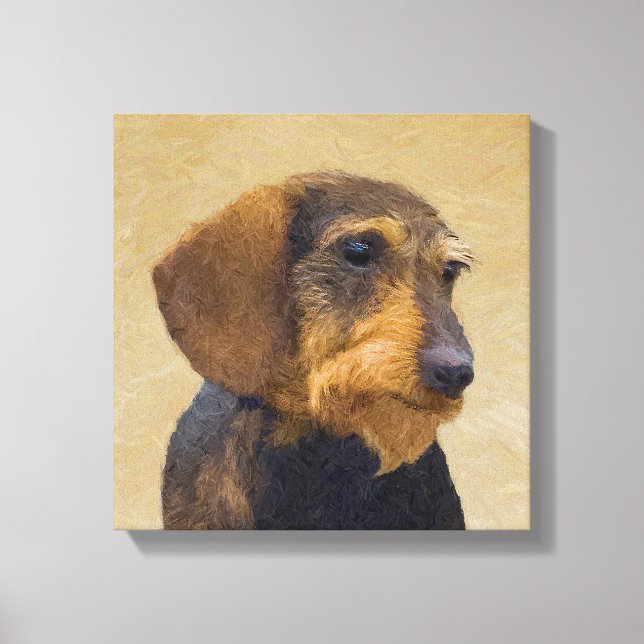 Lienzo Dachshund (Cabezal alambrada) Pintura original de  (Anverso)