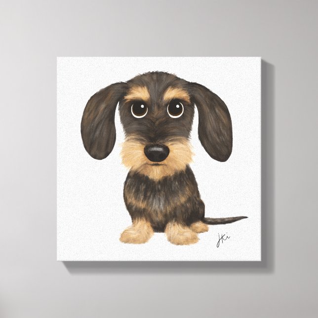 Lienzo Dachshund con cable | Perro de dibujos animados de (Anverso)