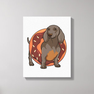 Lienzo Dachshund con Donut