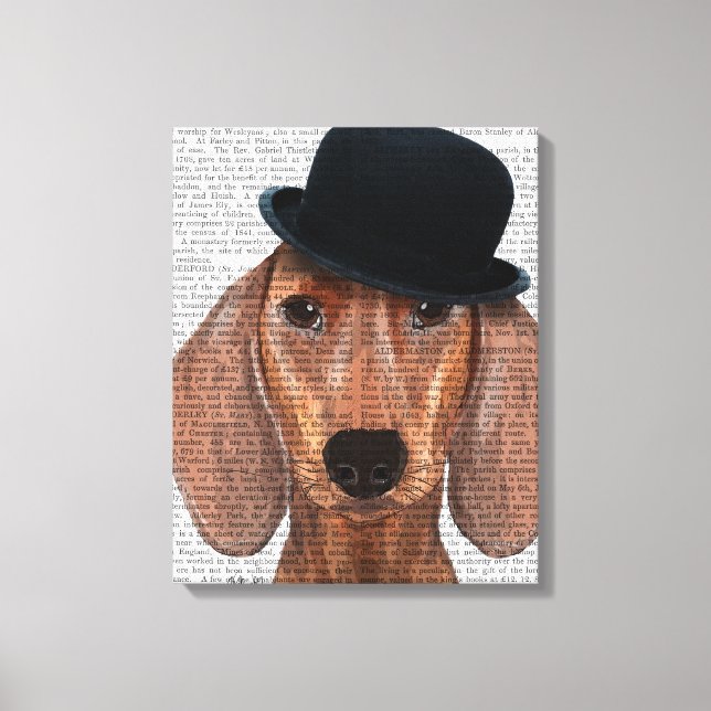 Lienzo Dachshund con el Gorra Steampunk Bowler (Anverso)