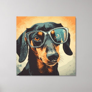 Lienzo Dachshund en gafas