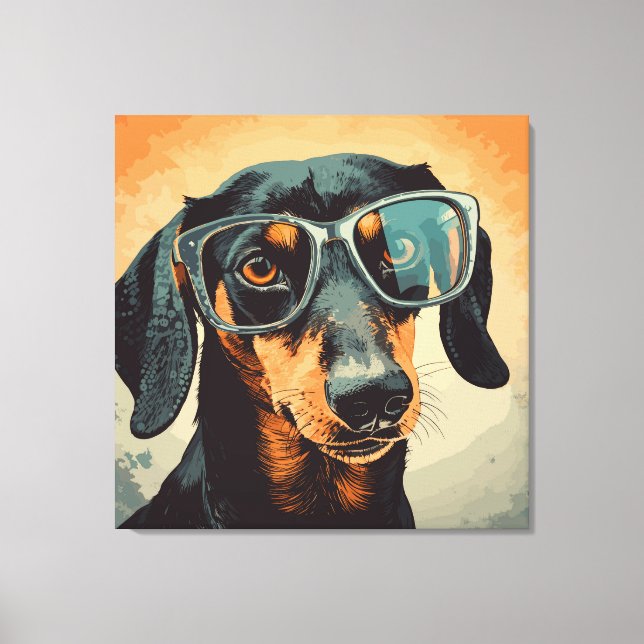 Lienzo Dachshund en gafas (Anverso)