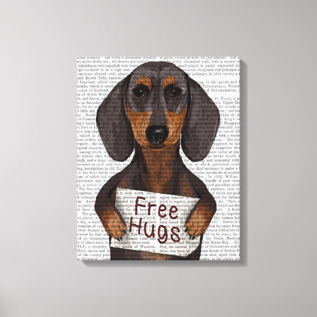 Lienzo Dachshund Free Hugs (Anverso)