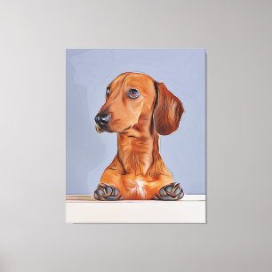 Lienzo Dachshund mirando lejos Doxie Dog Poster de cumple