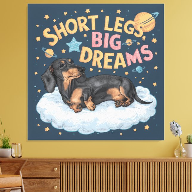 Lienzo Dachshund Piernas cortas grandes sueños (Insitu (Sala de estar))