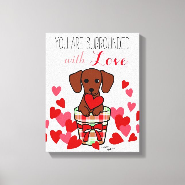 Lienzo Dachshund Valentine Personalizado (Anverso)