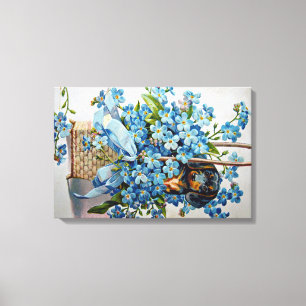 Lienzo Dachshund y Forget-Me-Nots