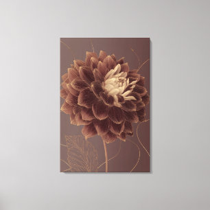 Lienzo Dahlia Botánica Flor Marrón Dorado