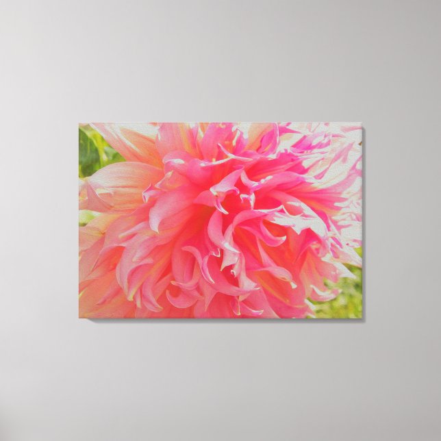Lienzo Dahlia decorativa elegante de coral y rosa (Anverso)