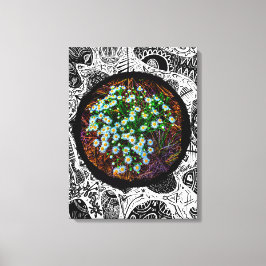 Lienzo Daiseys en la pradera. Marco abstracto