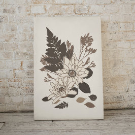 Lienzo Daisies y hojas - transparentes en crema.