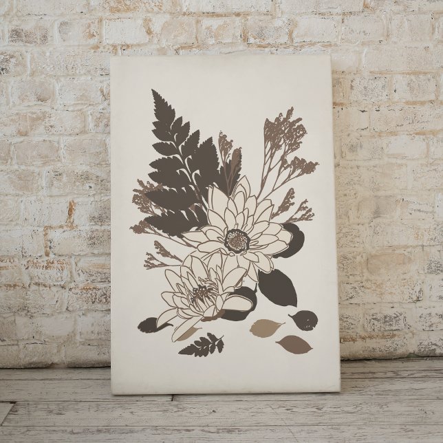 Lienzo Daisies y hojas - transparentes en crema. (Subido por el creador)