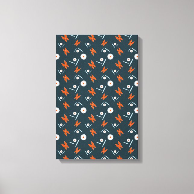 Lienzo Daisies y mariposas (Anverso)