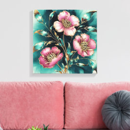 Lienzo Daisitas abstractas en ondas electromagnéticas