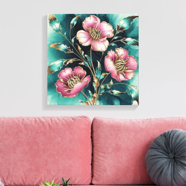 Lienzo Daisitas abstractas en ondas electromagnéticas (Insitu (Sala de estar))