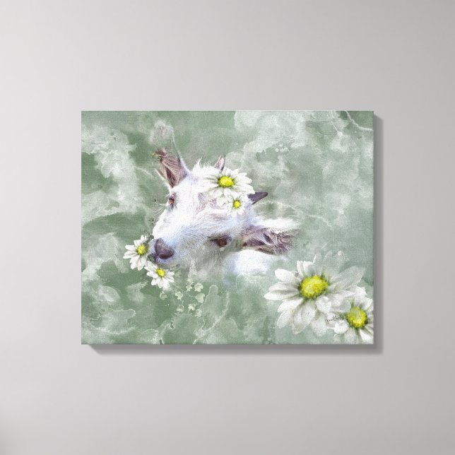 Lienzo Daisy the Baby Goat Watercolor Retrato (Anverso)