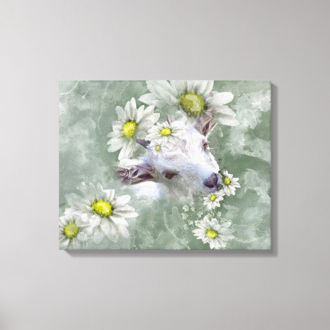 Lienzo Daisy the Baby Goat Watercolor Retrato 2 (Anverso)