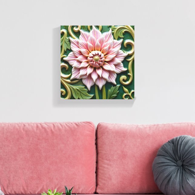 Lienzo Dalia Rosa sobre Verde (Insitu (Sala de estar))