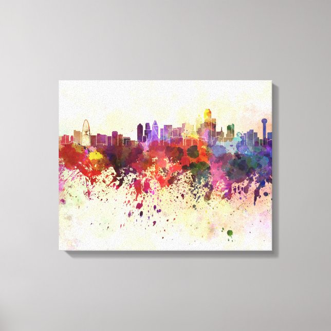Lienzo Dallas skyline in watercolor background (Anverso)
