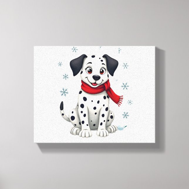 Lienzo Dalmatian Snowy Fun (Anverso)