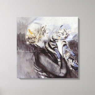 Lienzo Dama con un gato gris (de Giovanni Boldini)