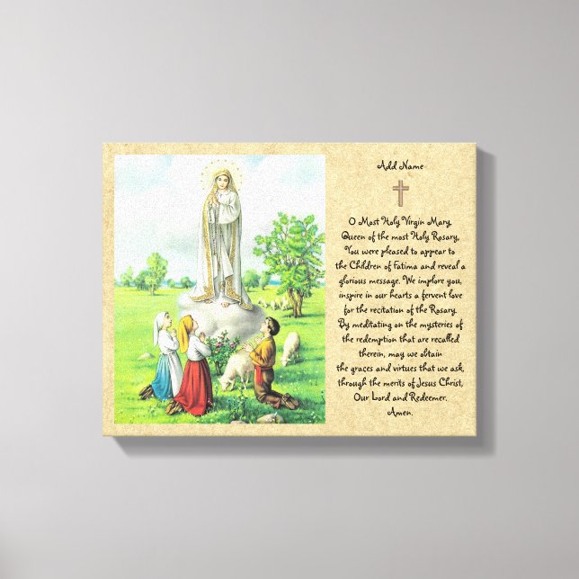 Lienzo Dama de Fatima Prayer Wall Regalo católico (Anverso)