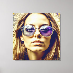 Lienzo Dama de Guay con reflexión en sus gafas de sol