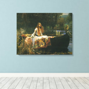 Lienzo Dama de Shalott en barca por John William Waterhou