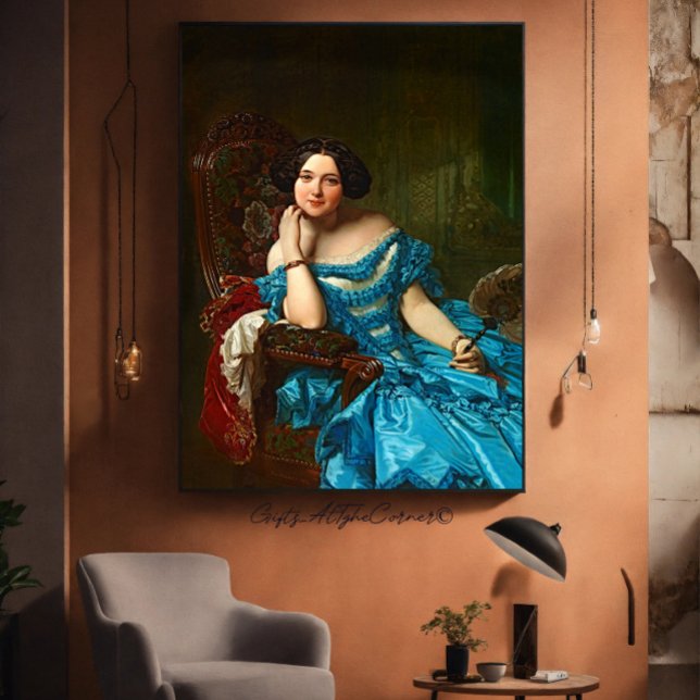 Lienzo Dama Elegante Vintage Con Vestido Verde Azul (Subido por el creador)