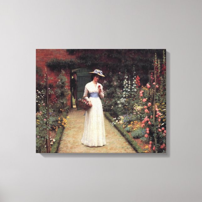 Lienzo Dama en un cuadro de jardín de Leighton (Anverso)