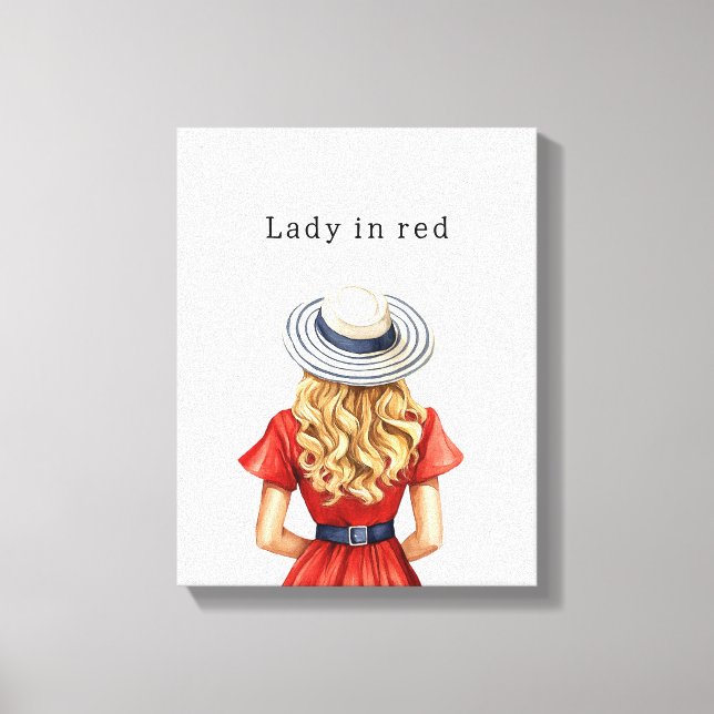 Lienzo Dama en vestido rojo (Anverso)