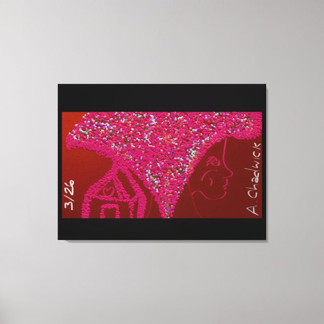 Lienzo Dama Rosa con su Corazón con Frontón (Anverso)