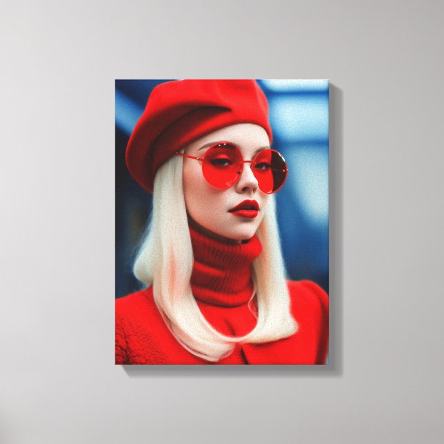 Lienzo Dama rubia en rojo (Anverso)