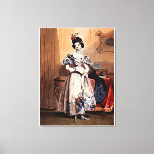 Lienzo Dama victoriana con adornos florales - Elegante