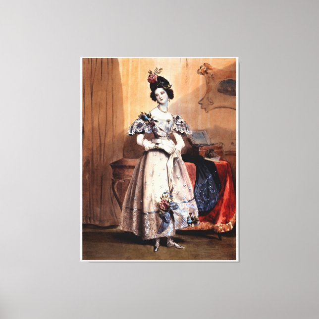 Lienzo Dama victoriana con adornos florales - Elegante (Anverso)