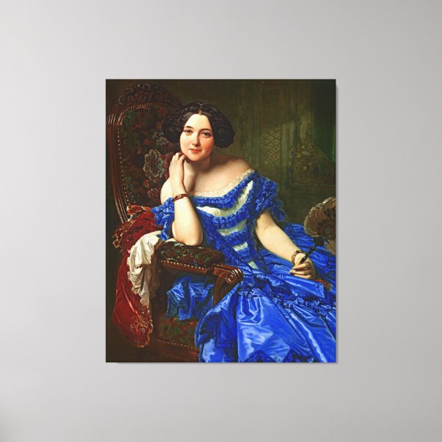 Lienzo Dama Vintage Elegante Con Vestido Azul (Anverso)