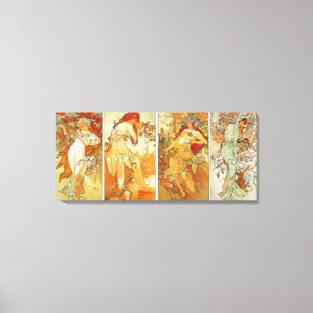 Lienzo Damas de la pintura de época de cuatro estaciones (Anverso)