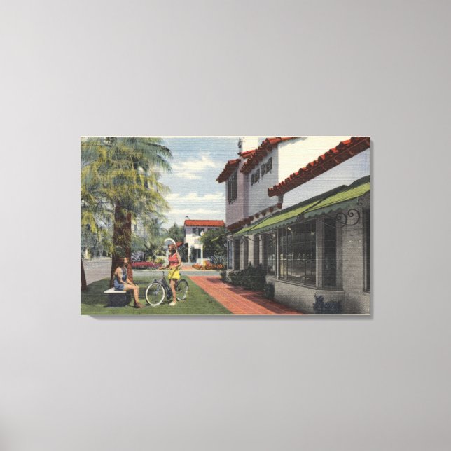 Lienzo Damas de verano vestidas en la plaza (Anverso)