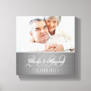 Lienzo Damasco plateado de 60 años de diamantes 8x8 foto