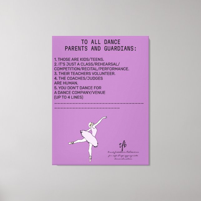 Lienzo Dance Parent Reminder Sheep Lavender (Anverso)