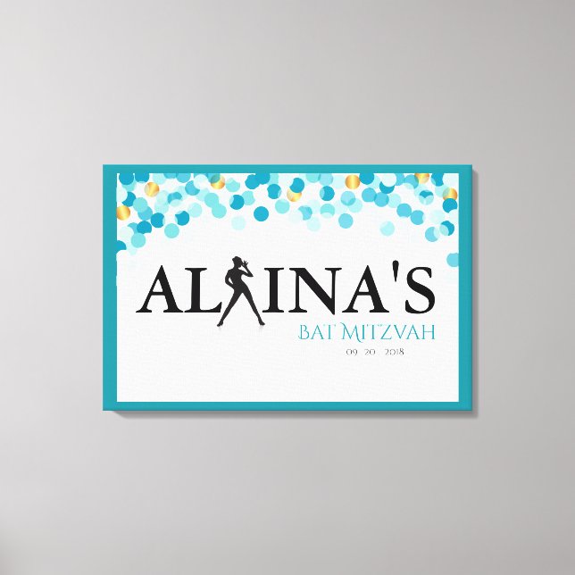 Lienzo DANCER DOTS Bat Mitzvah Invitación (Anverso)