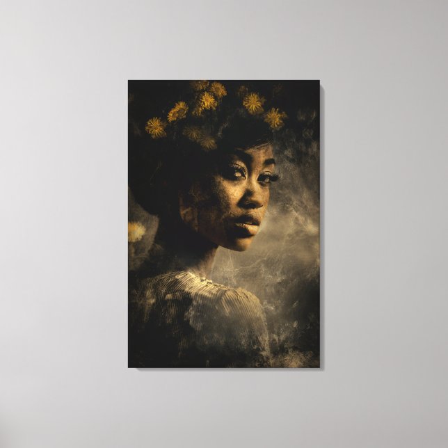 Lienzo Dandelion Crown Melanin Glow Portrait (Anverso)