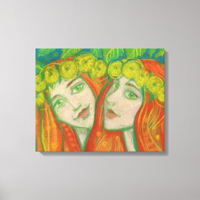 Lienzo Dandelions, Chicas de jengibre Fantasy Pastel (Anverso)