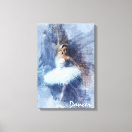 Lienzo Danza, bailarina, ballet, azul, pintura blanca